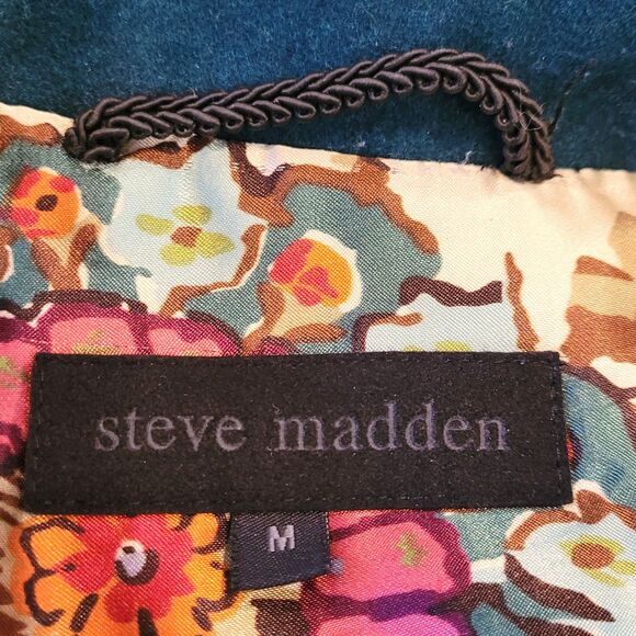 Steve Madden Womens Green Zip Wool Blend Coat Size M Peacoat Snap Pockets Warm - Picture 6 of 13